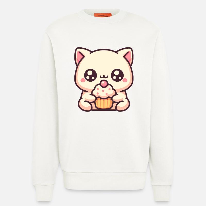 Süße Katze mit cupcake - Sweatshirt - made by SPREAD - OFF WHITE