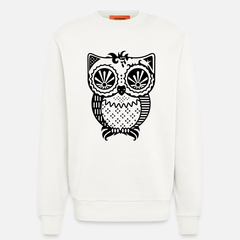 Patchwork Eule - Sweatshirt - made by SPREAD  - OFF WHITE