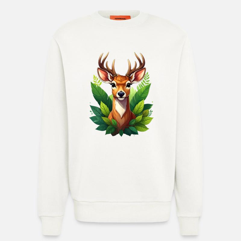 Ein Reh oder Hirsch im Wald - Sweatshirt - made by SPREAD  - OFF WHITE