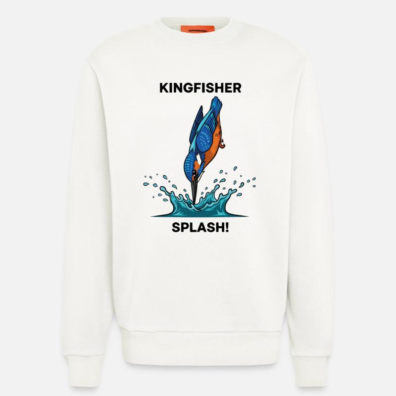Martin-pêcheur Splash Kingfisher Rivière - Sweat bio décontracté fabriqué en UE - OFF WHITE
