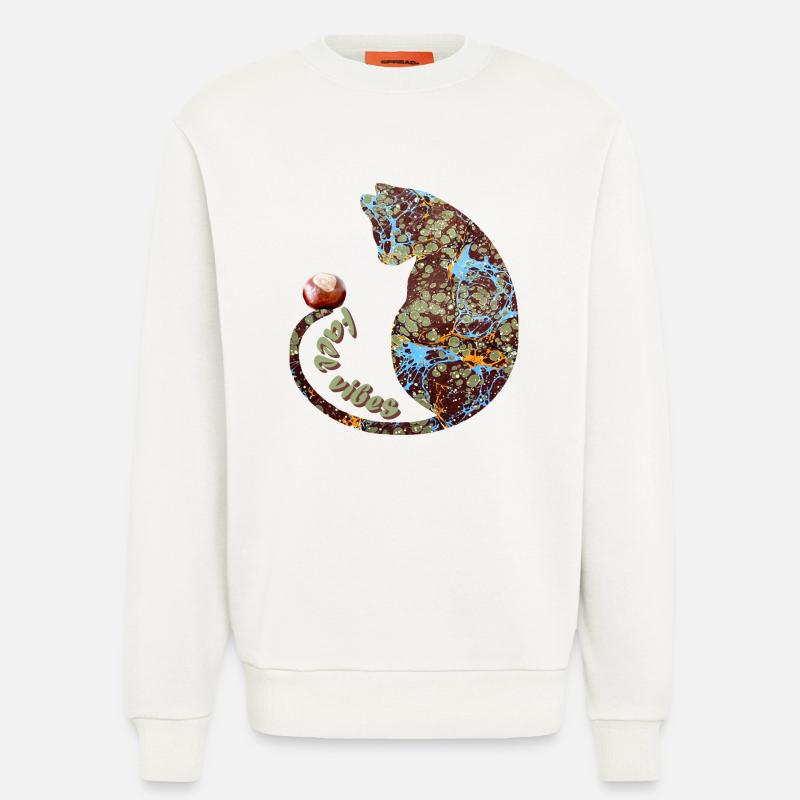 katze mit kastanie e 85 - Sweatshirt - made by SPREAD  - OFF WHITE