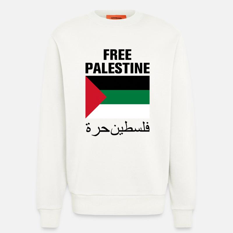 Palestine libre avec le drapeau - Sweat bio décontracté fabriqué en UE - OFF WHITE