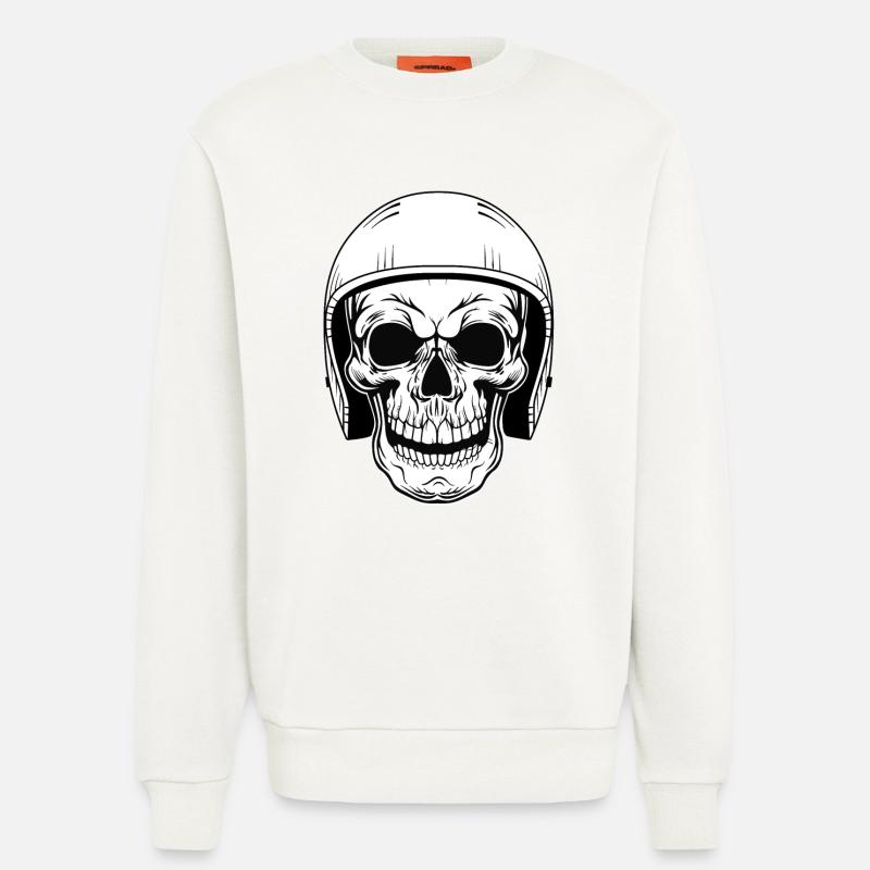 BIKER SCHÄDEL - Sweatshirt - made by SPREAD  - OFF WHITE