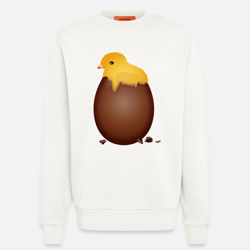 Chocolate Easter Egg with Cute Chick - Sweatshirt - made by SPREAD  - OFF WHITE