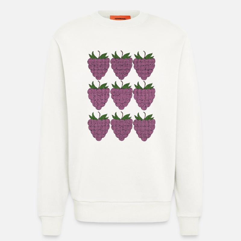 raspberry pattern textile - Sweatshirt - made by SPREAD  - OFF WHITE