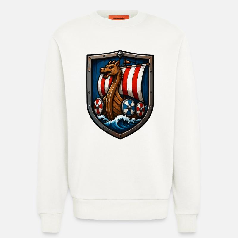 Wikinger Drachenboot Schild - Sweatshirt - made by SPREAD  - OFF WHITE