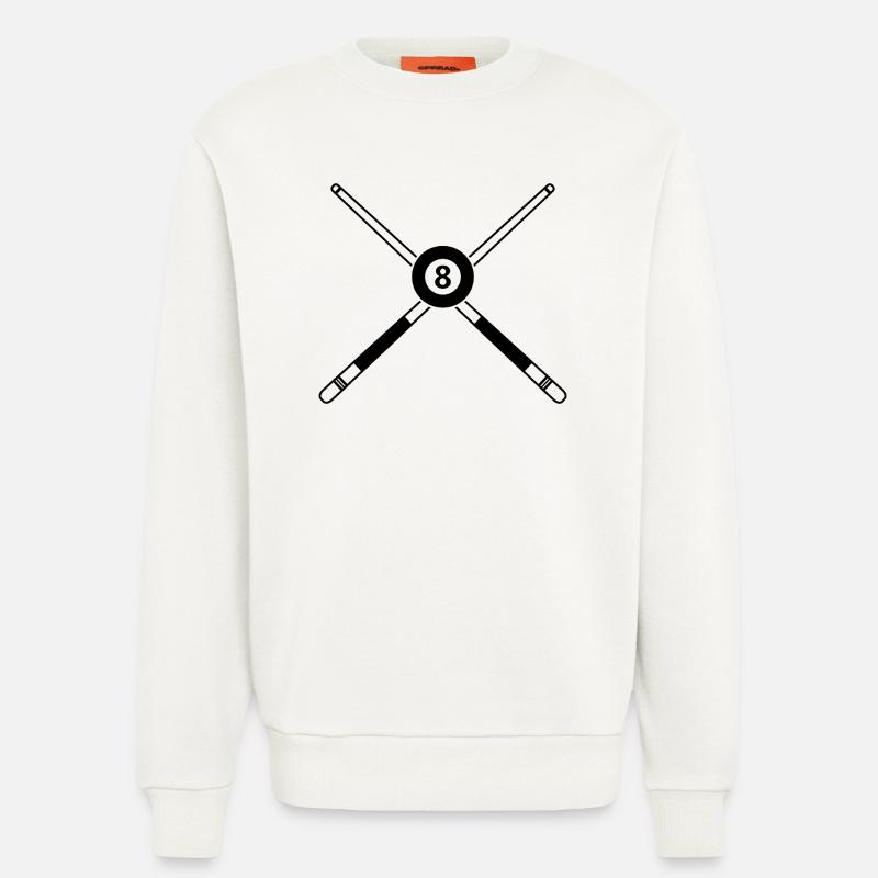 Gekreuzte Billardstäbe Acht-Kugel-Queue - Sweatshirt - made by SPREAD  - OFF WHITE