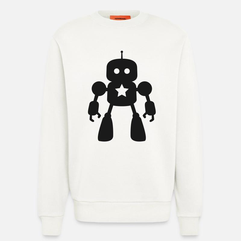 Roboter mit Stern KI Sci-Fi Nerd - Sweatshirt - made by SPREAD  - OFF WHITE
