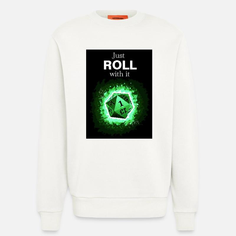 Faites simplement avec les dés verts rétro D20 - Sweat bio décontracté fabriqué en UE - OFF WHITE