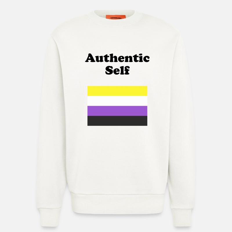 Non Binary Flag Authentic Self - Sweatshirt - made by SPREAD  - OFF WHITE