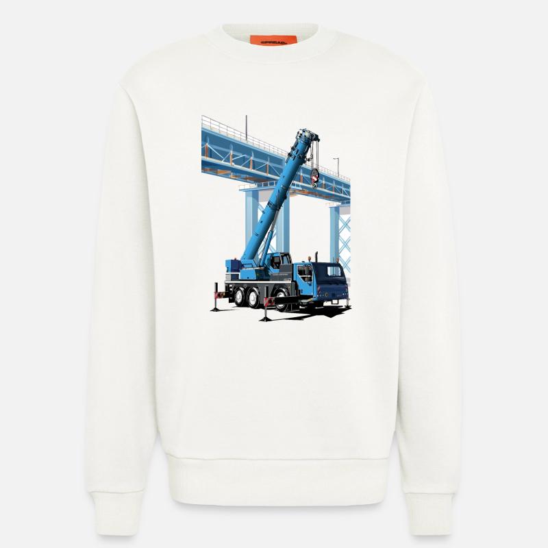 Mobile crane assembles bridge sections - Sweatshirt - made by SPREAD  - OFF WHITE