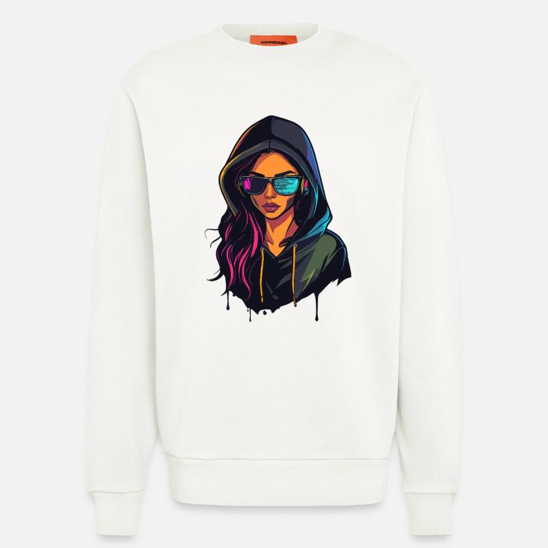Hacker Programmer Developer Woman Portrait - Sweatshirt - made by SPREAD  - OFF WHITE