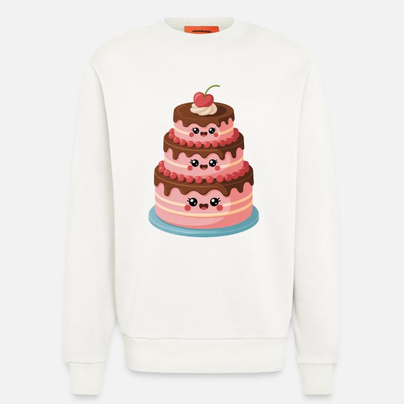 Kuchen Comic süß - Sweatshirt - made by SPREAD  - OFF WHITE