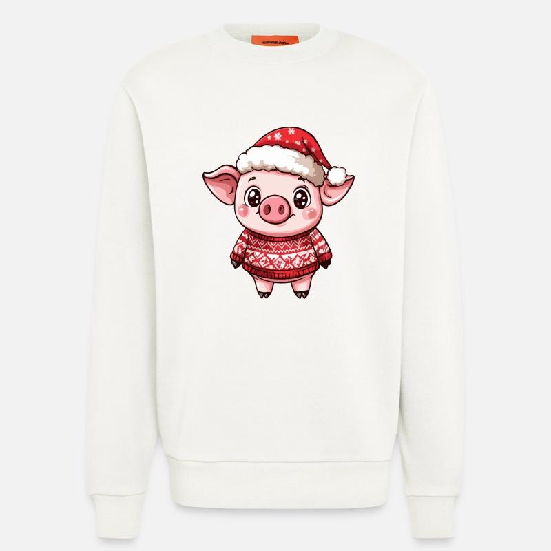 Schwein Weihnachten Comic - Sweatshirt - made by SPREAD - OFF WHITE