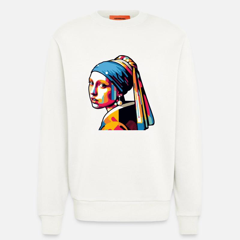 Mädchen mit Perlenohrring modern - Sweatshirt - made by SPREAD - OFF WHITE