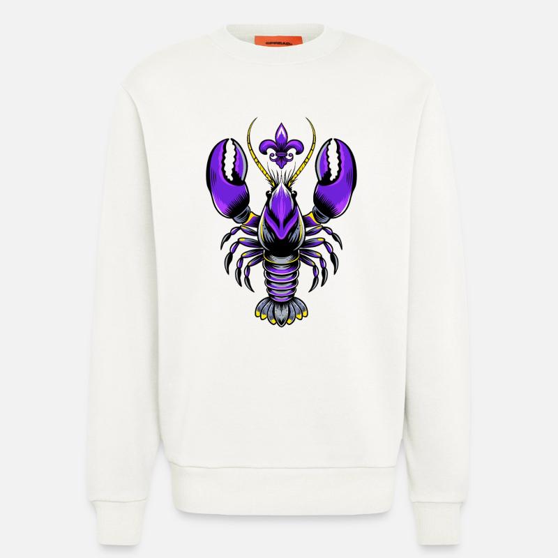 Mardi Gras Languste mit Fleur-de-Lis Design - Sweatshirt - made by SPREAD  - OFF WHITE