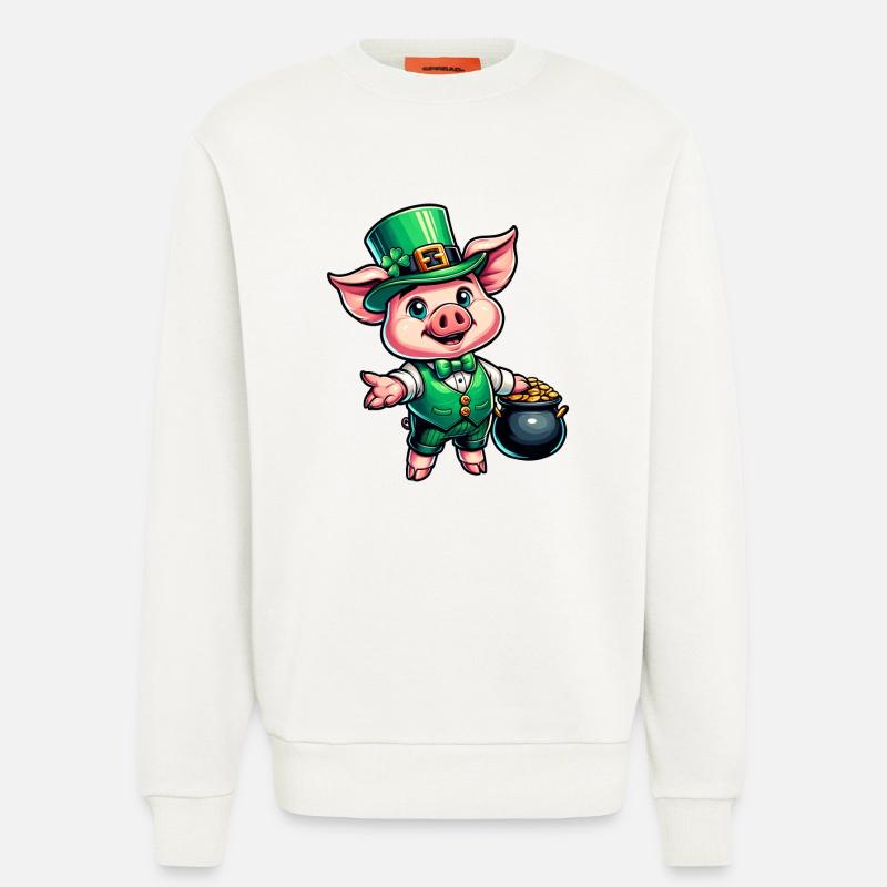 Doux cochon de la Saint-Patrick - Sweat bio décontracté fabriqué en UE - OFF WHITE
