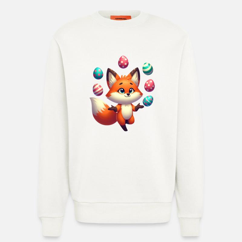 Jonglierender Rotfuchs mit Ostereiern - Sweatshirt - made by SPREAD  - OFF WHITE