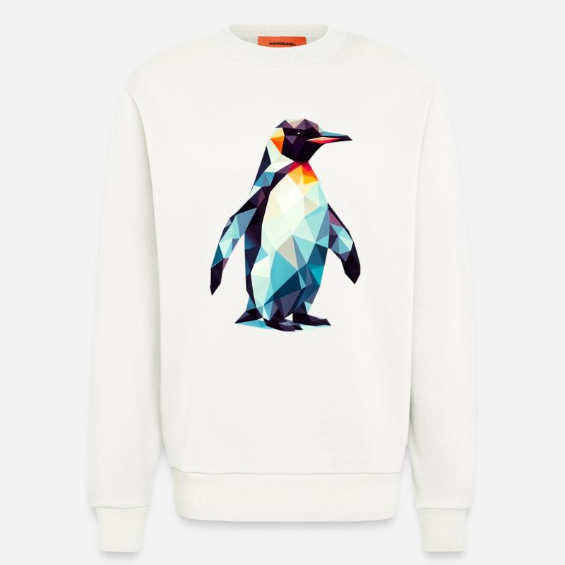 Polygonaler Pinguin - Sweatshirt - made by SPREAD  - OFF WHITE