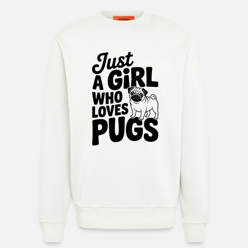 Nur ein Mädchen, das Möpse liebt - Sweatshirt - made by SPREAD  - OFF WHITE