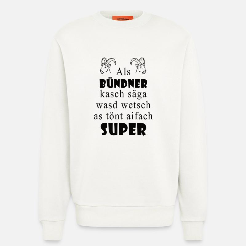 Dialecte des Grisons Super expression - Sweat bio décontracté fabriqué en UE - OFF WHITE