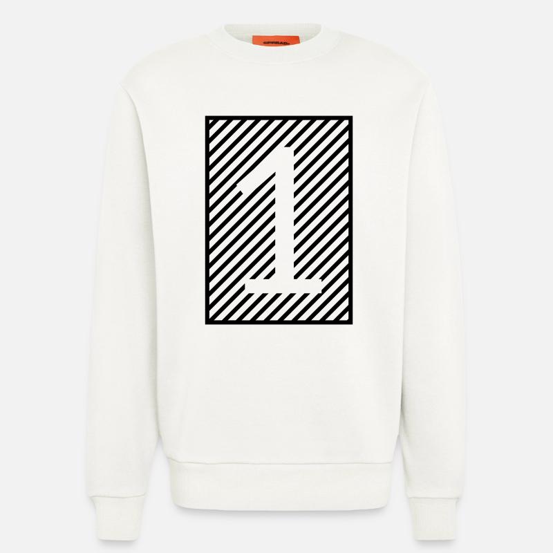 Nummer 1 – gerahmte Streifen - Sweatshirt - made by SPREAD  - OFF WHITE