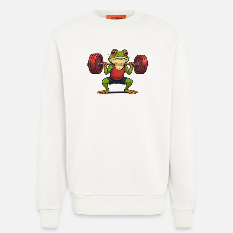 Muskulärer Gewichtheberfrosch - Sweatshirt - made by SPREAD - OFF WHITE
