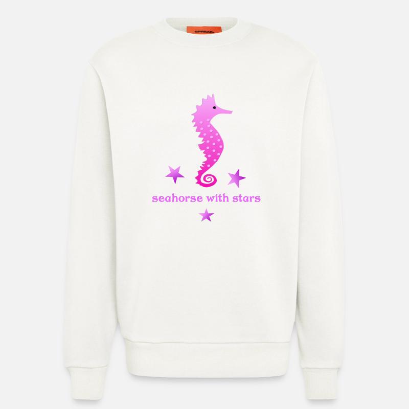 rosa Seepferdchen mit Sternchen - Sweatshirt - made by SPREAD  - OFF WHITE