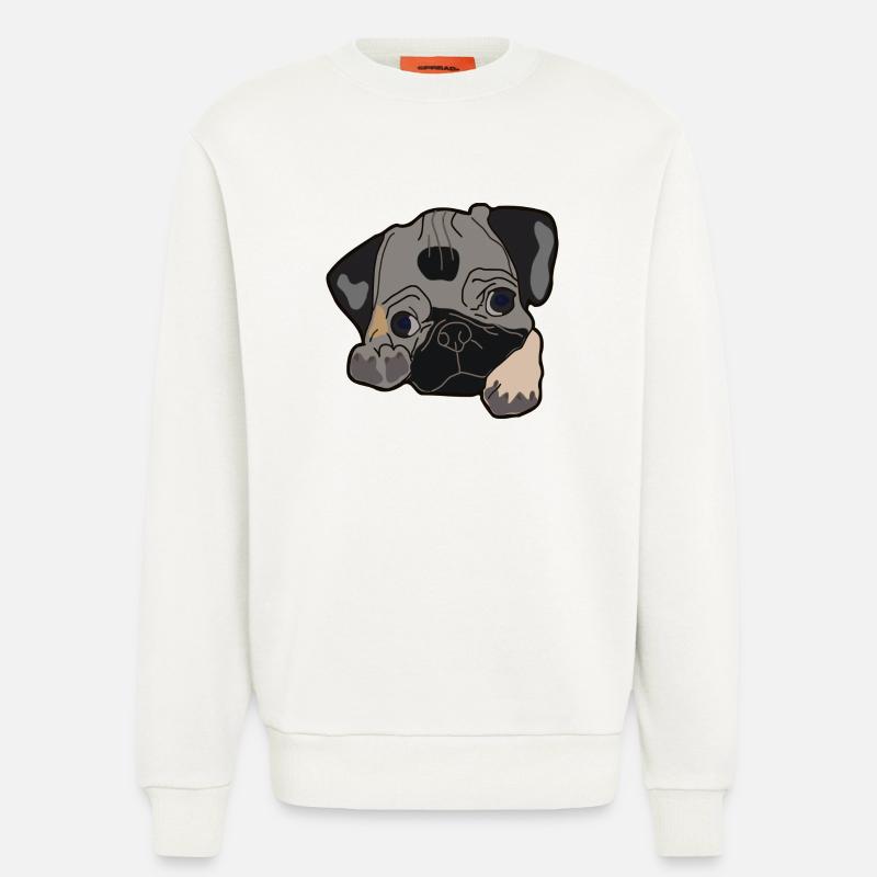 Mops Kopf Geschenk Idee - Sweatshirt - made by SPREAD  - OFF WHITE