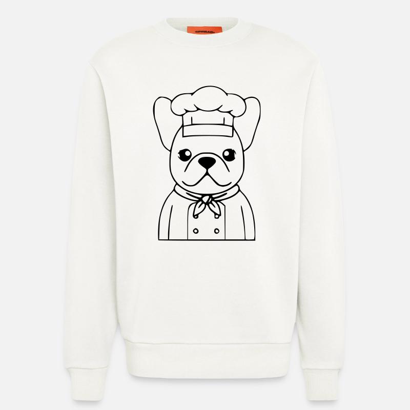 Frenchie Chef Baker Outline - Sweatshirt - made by SPREAD  - OFF WHITE