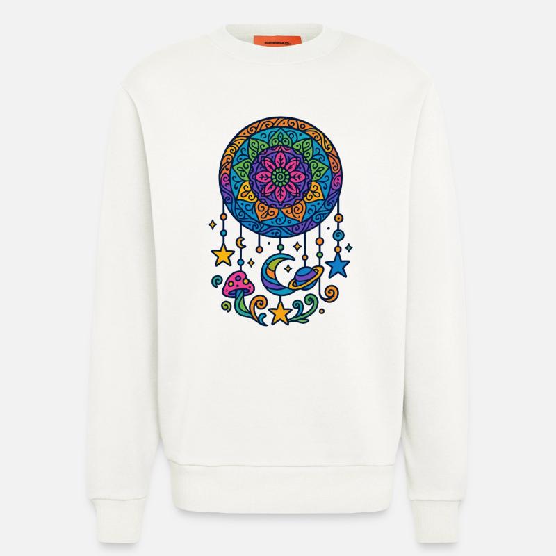 Psychedelischer Traumfänger im Universum - Sweatshirt - made by SPREAD  - OFF WHITE