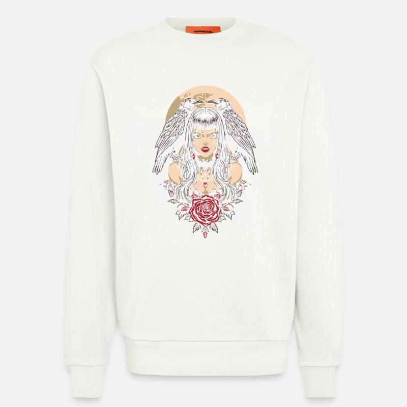 Gothic Mädchen mit Krähen Geschenk - Sweatshirt - made by SPREAD  - OFF WHITE