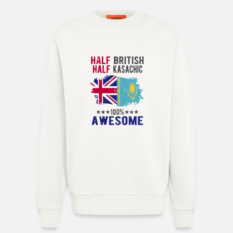 Halb Brite Halb Kasache - Sweatshirt - made by SPREAD - OFF WHITE
