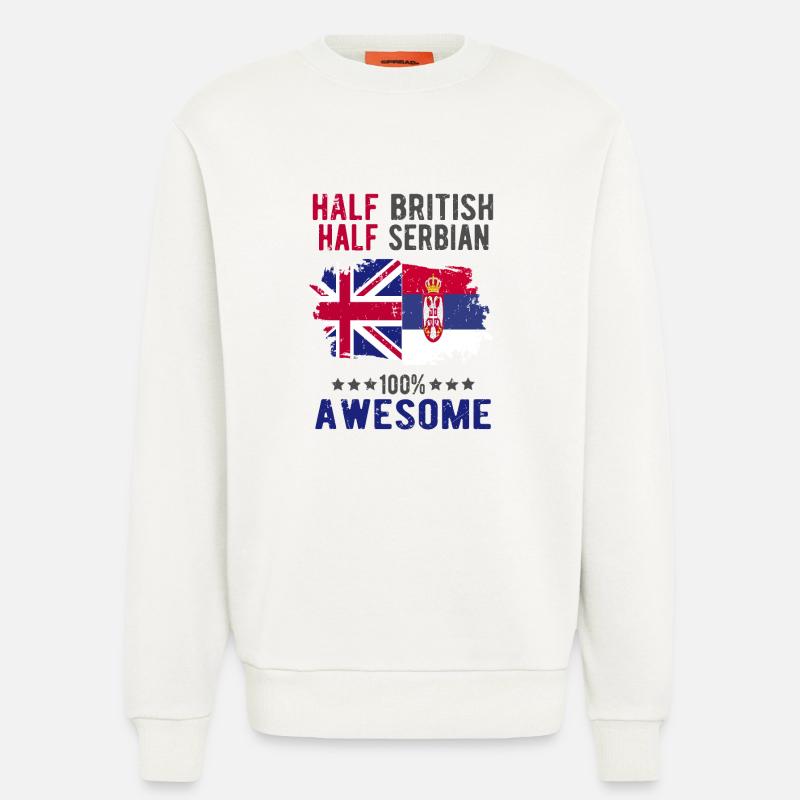 Half British Half Serb - Sweatshirt - made by SPREAD  - OFF WHITE