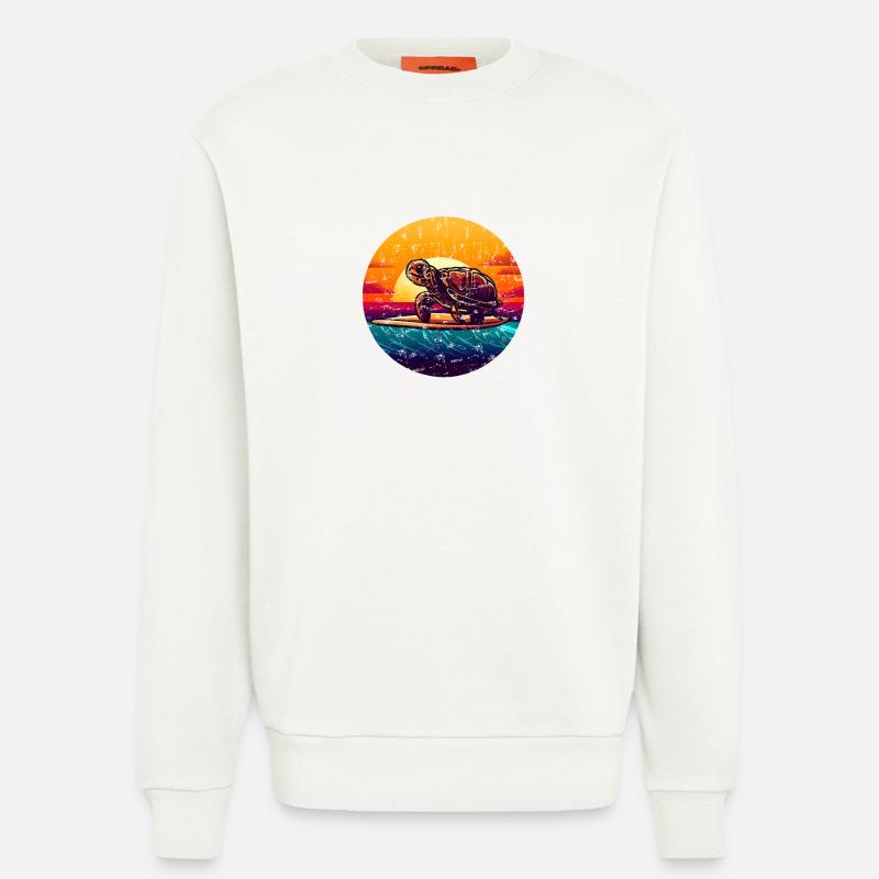 Turtle on surfboard Sunset - Sweatshirt - made by SPREAD - OFF WHITE