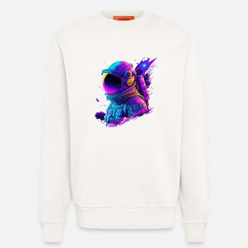 Synthwave Astronaute Space Explorer - Sweat bio décontracté fabriqué en UE - OFF WHITE