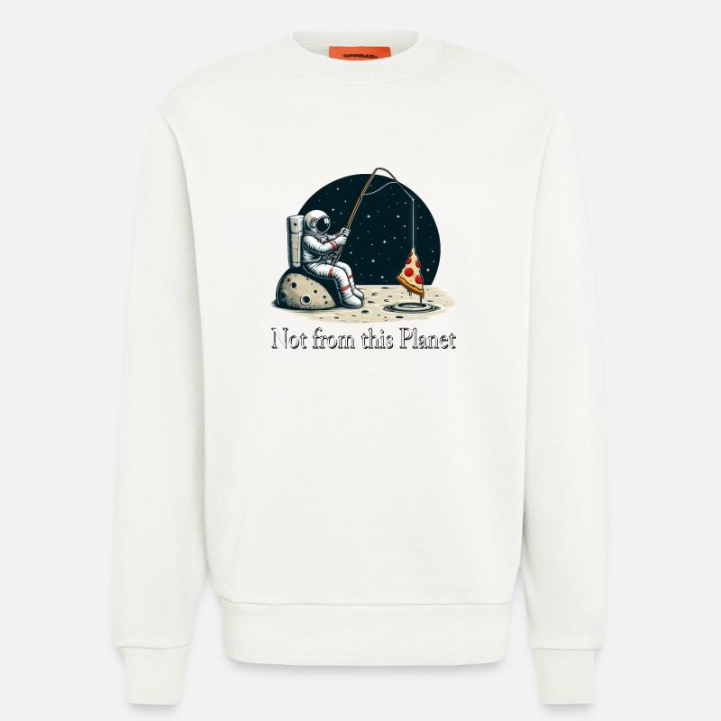Astronaute Pizza Pêche dans l’espace - Sweat bio décontracté fabriqué en UE - OFF WHITE