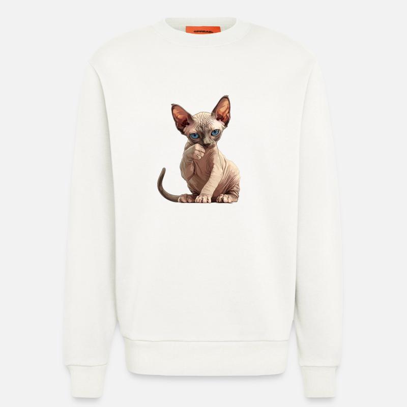 Sphynx Kätzchen Sphynx Katze - Sweatshirt - made by SPREAD  - OFF WHITE