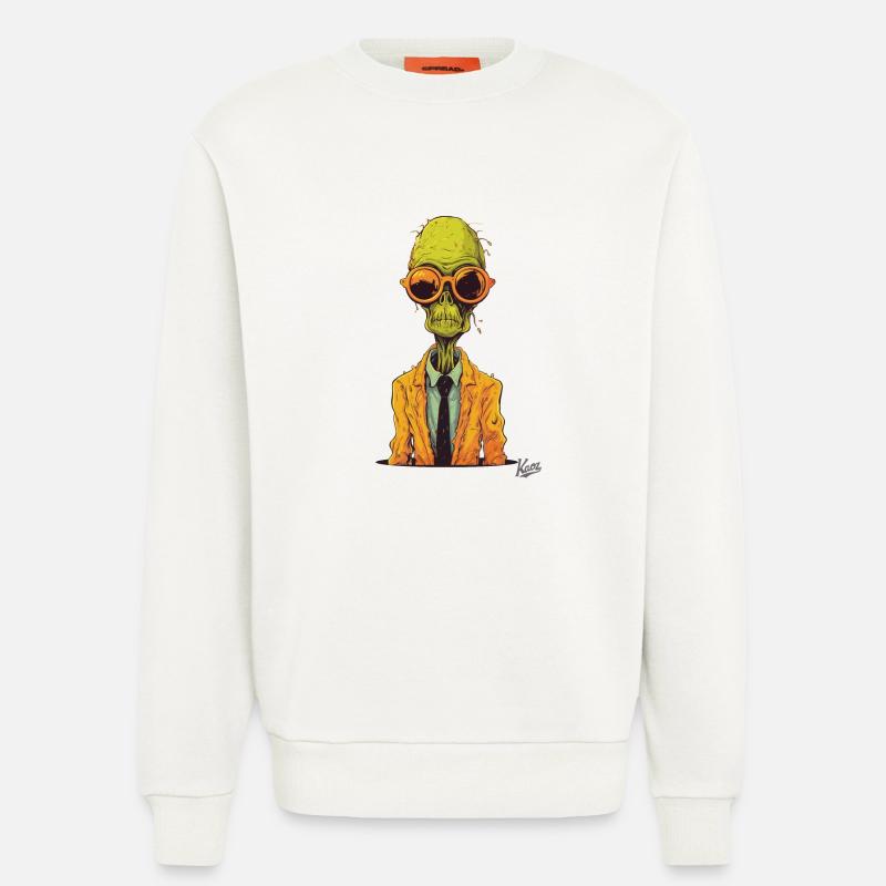 Der Alien-Zombie-Workaholic - Sweatshirt - made by SPREAD  - OFF WHITE