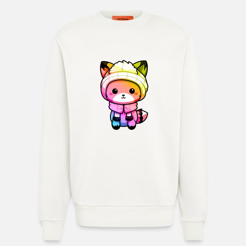 Fuchs Winter Tier Bunt Comic - Sweatshirt - made by SPREAD  - OFF WHITE