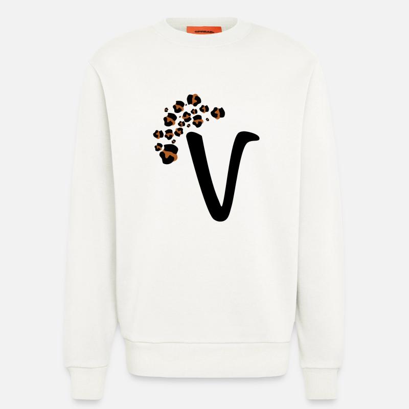 Letter v leopard patterns - Sweatshirt - made by SPREAD  - OFF WHITE