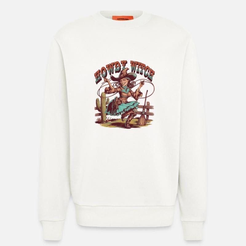 Howdy Witch Lasso Artwork - Sweat bio décontracté fabriqué en UE - OFF WHITE