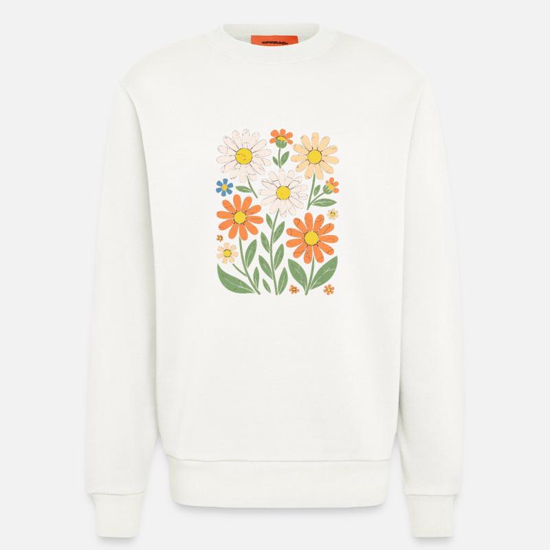 Boho Retro Daisy Pattern Retro - Sweatshirt - made by SPREAD  - OFF WHITE