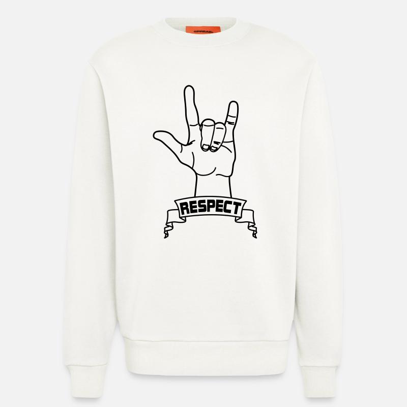 Handgeste Respekt mit Text RESPEKT - Sweatshirt - made by SPREAD  - OFF WHITE