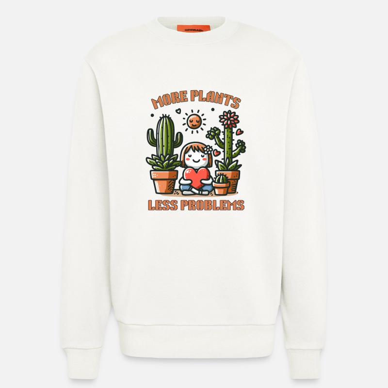 More Plants Less Problems - Sweatshirt - made by SPREAD  - OFF WHITE