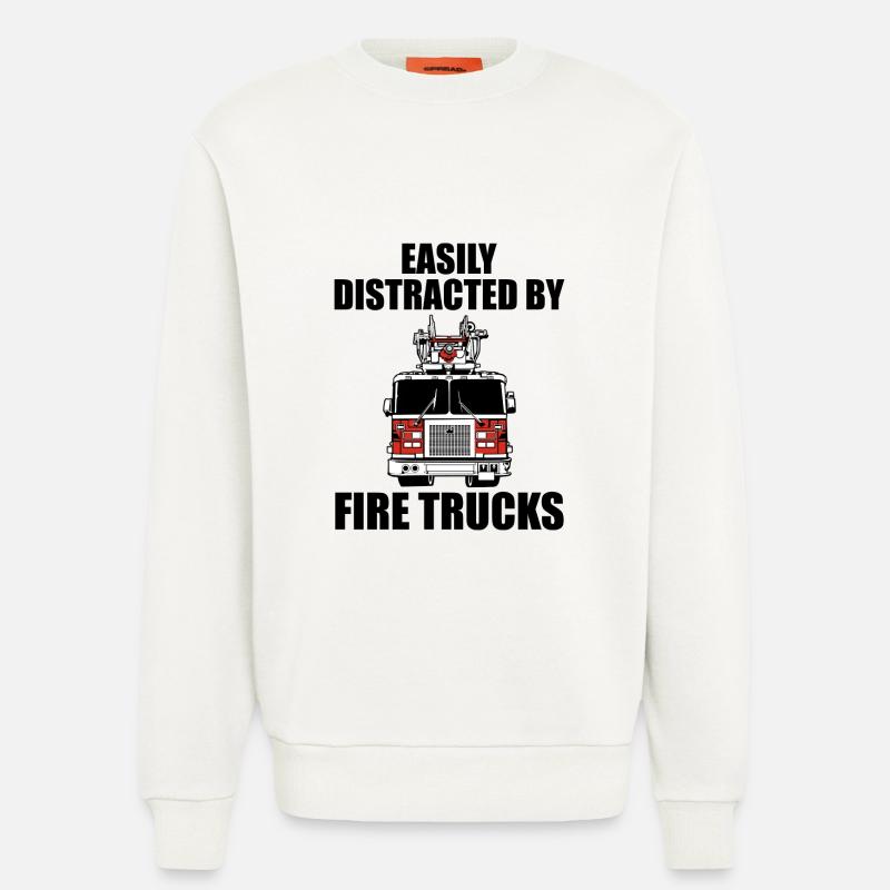 Easily distracted by fire trucks - Sweatshirt - made by SPREAD  - OFF WHITE