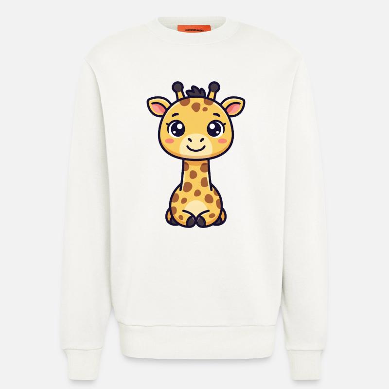 Girafe Chibi - Sweat bio décontracté fabriqué en UE - OFF WHITE