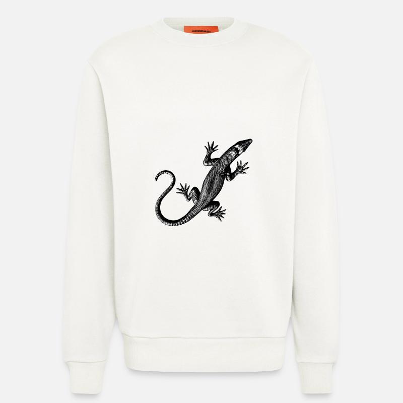 Grafik einer Eidechse - Sweatshirt - made by SPREAD  - OFF WHITE