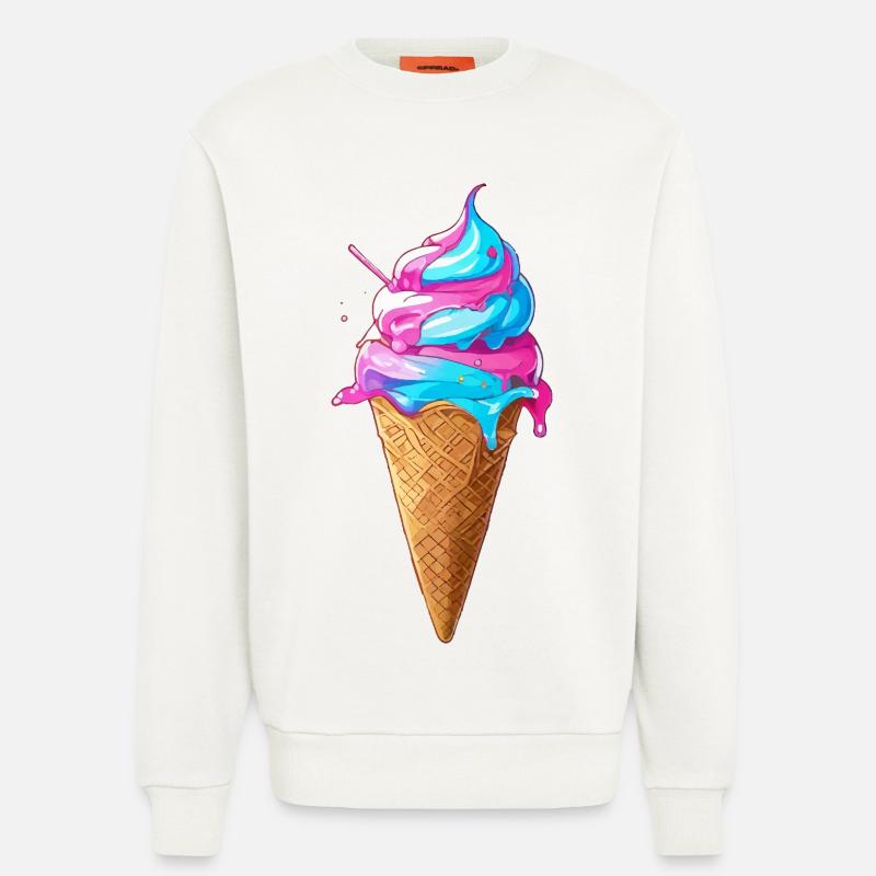 Lecker Eiscreme | Synthwave Eistüte - Sweatshirt - made by SPREAD  - OFF WHITE