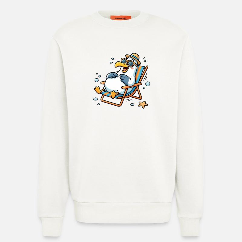 Relaxte Möwe am Strand - Sweatshirt - made by SPREAD  - OFF WHITE